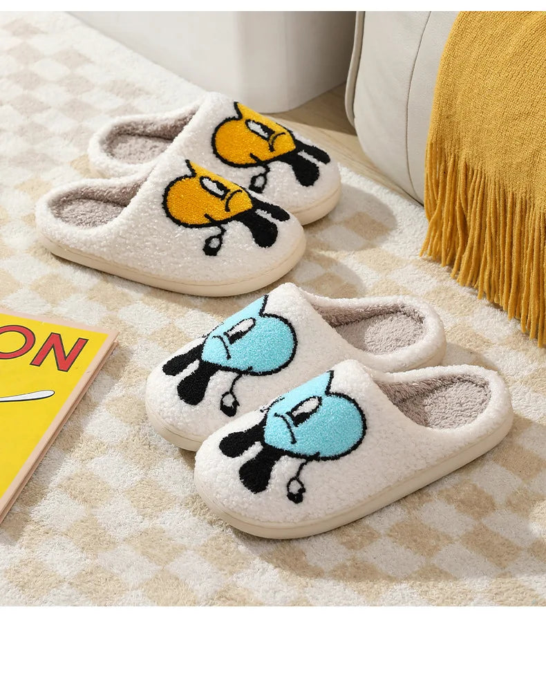 Winter Home Warm Women Slippers House Girl Fur Cute Bad Bunny Love Cushion Slides Bedroom Ladies Cotton Female Plush Shoes