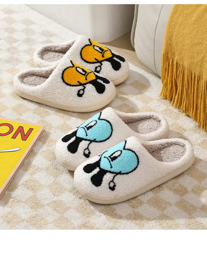 Winter Home Warm Women Slippers House Girl Fur Cute Bad Bunny Love Cushion Slides Bedroom Ladies Cotton Female Plush Shoes
