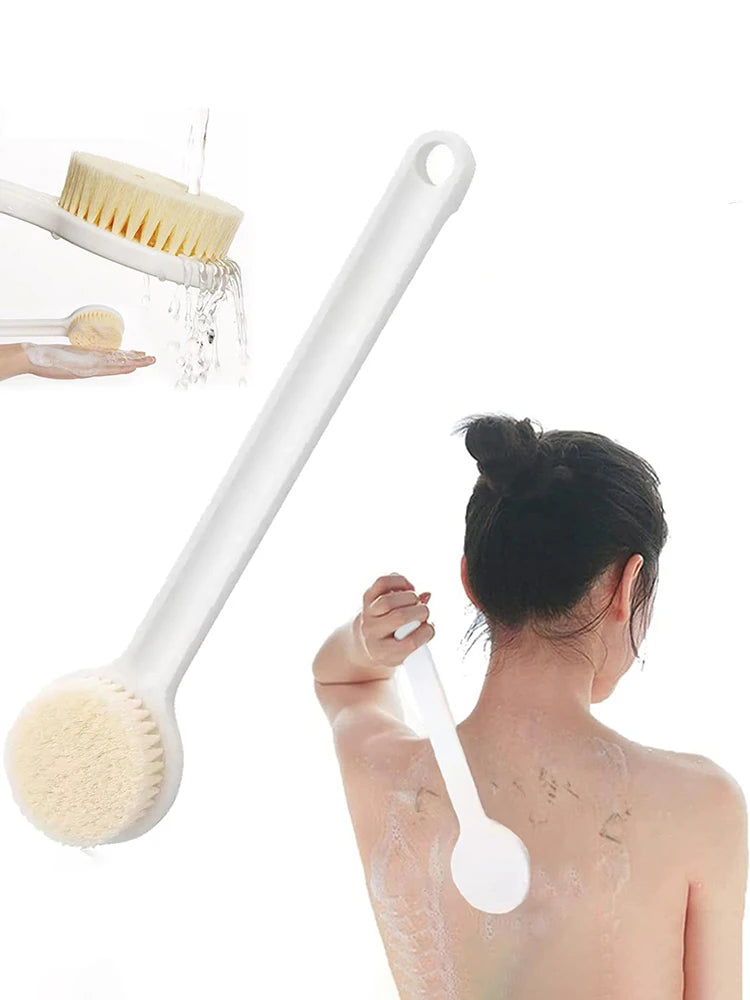 1 Pack Long Handle Shower Brush Unisex Senior Single Side Back Brush Bath Brush Exfoliating Suitable For Wet And Dry Brushes