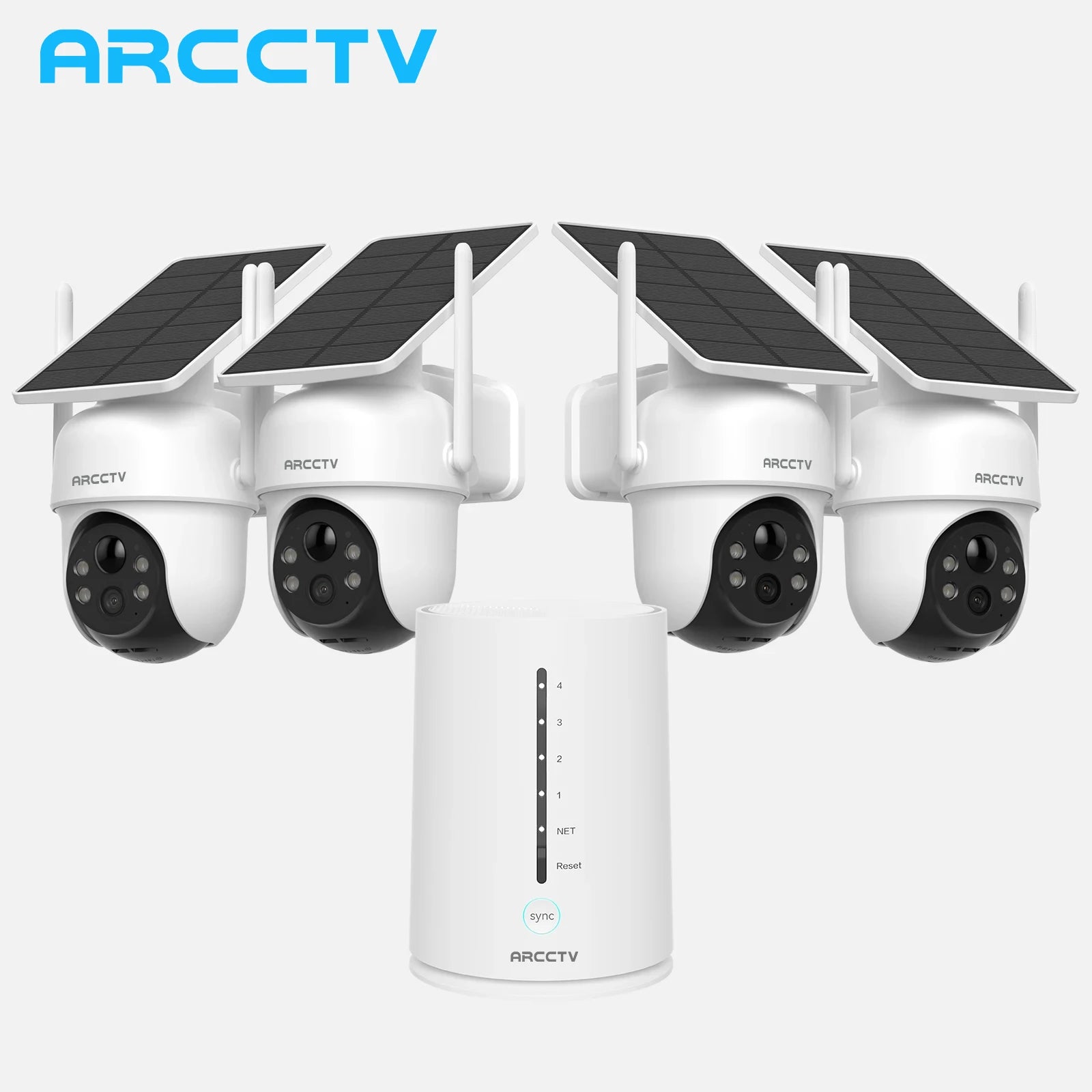 ARCCTV 4MP Wifi Solar Camera Kit Outdoor Wireless Security Surveillance Camera Set Siren Alarm Humanoid Detection Two Way Audio