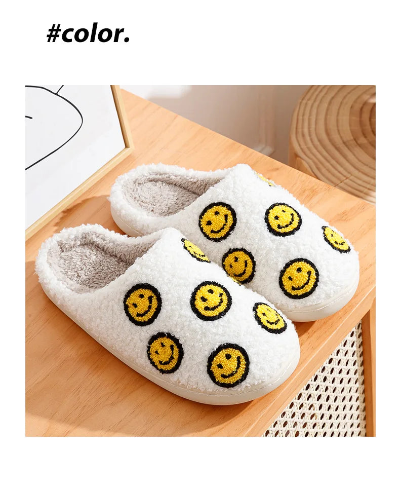 Little Cute Smile Face Slippers Houseshoes Women's House Smile Ladies Indoor Winter Fluffy Cozy Home Comfy Women Shoes