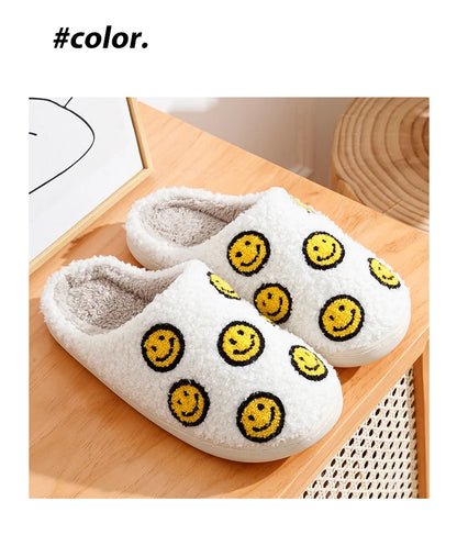 Little Cute Smile Face Slippers Houseshoes Women's House Smile Ladies Indoor Winter Fluffy Cozy Home Comfy Women Shoes