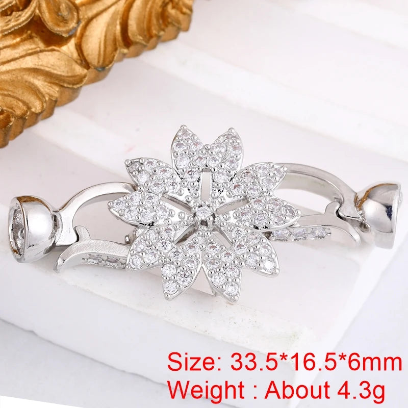 Juya Handmade 18K Gold Silver Plated Fastener Bail Connector Clasps Accessories For Needlework Pearls Beads Jewelry Making