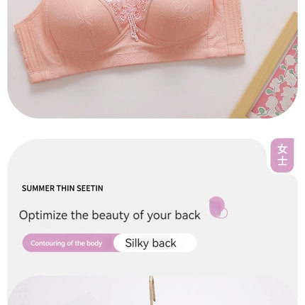 New Large Size Sexy Luxury Lace Non-steel Ring WOMEN'S Bra Push up Comfortable Four Rows of Buckle Thin Section Ladies Underwear