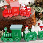 Wooden Train Christmas Ornaments Santa Cake Decoration Merry Christmas Navidad New Year Party Table Decoration Kids Gifts Toys