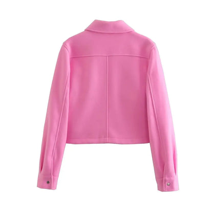 2024 Autumn New Product European and American Cross-border Women's Street Casual Fedora Shirt Woolen Jacket Top 8BS9568