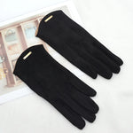 Women Autumn Winter Keep Warm Touch Screen Thin  Solid Simple Gloves Cycling Drive Suede Fabric Elegant Windproof