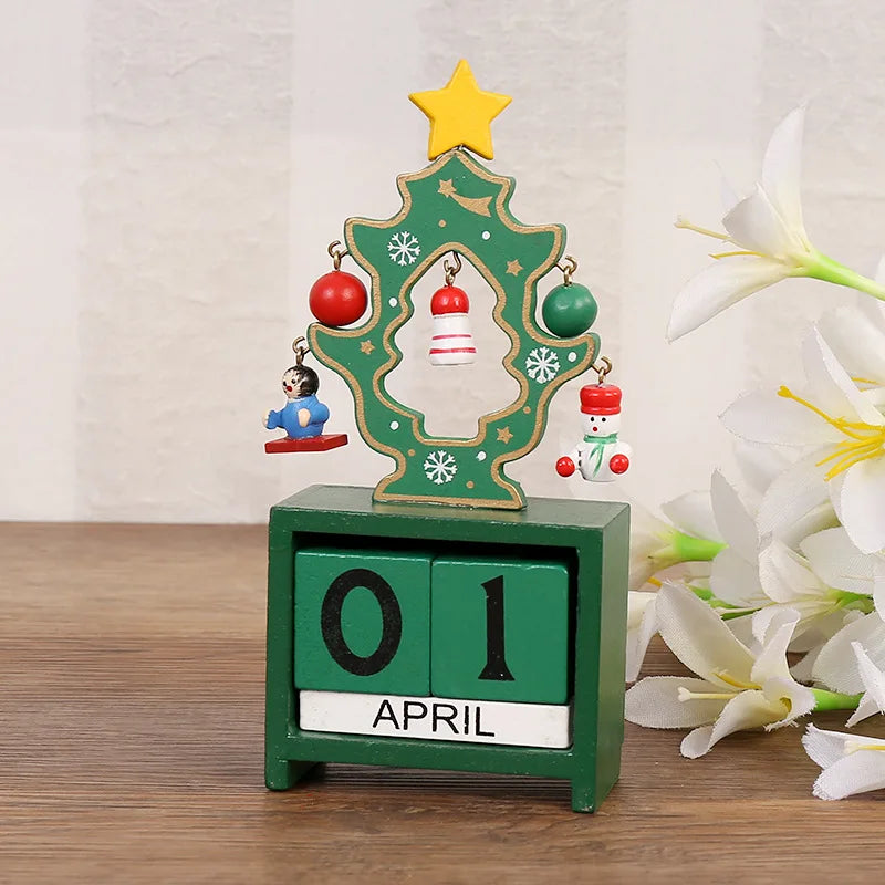 Desktop Christmas Tree Santa DIY Decoration Wooden Christmas Calendar Christmas Decoration 2024 New Year Party Gift