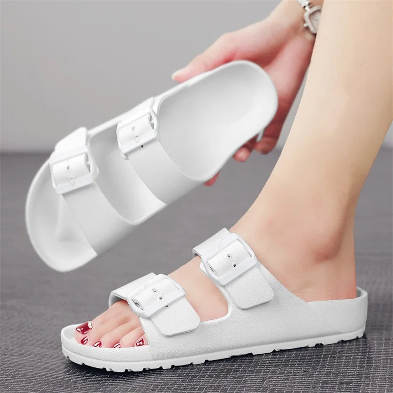 Summer Adjustable Soft Slides Slippers For Men Flat EVA Slippers Lightweight Anti Slip Slippers Size 35-47 48 49  Dropshipping