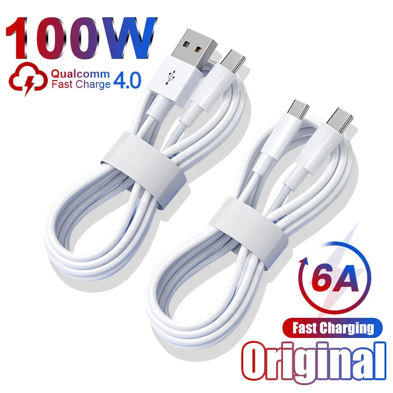 100W USB C Cable 6A USB Fast Charging Wire Mobile Phone Cable For Huawei P30 Xiaomi Realme Samsung C To C Type C Data Cable Cord