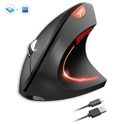 2025 New arrival HXSJ dual mode vertical mouse ergonomic ABS 600mAh rechargeable 2400DPI  Type-c interface wireless mouse for pc