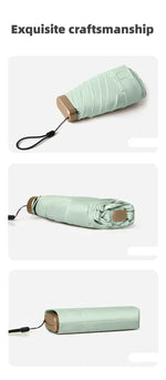 Mini Sun Umbrella Pocket Rain Umbrella Vinyl Folding UV Ultraviolet Protection Sun Shade Pocket Parasol Capsule