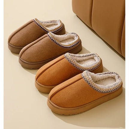 Winter Bohemian Style Indoor Fluffy Slippers with Anti-Slip and Warm Design for Comfortable Feet