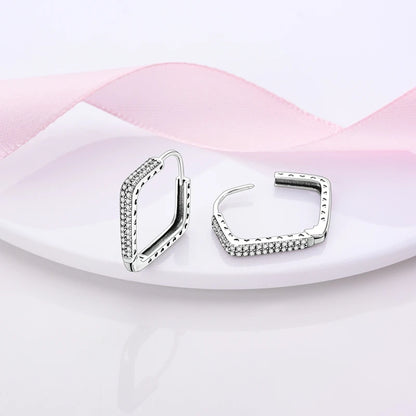 Genuine 925 Sterling Silver Love Feather Earrings Fit Original Charms Hoop  For Women girls Stud Earring Fine Jewelry Gifts