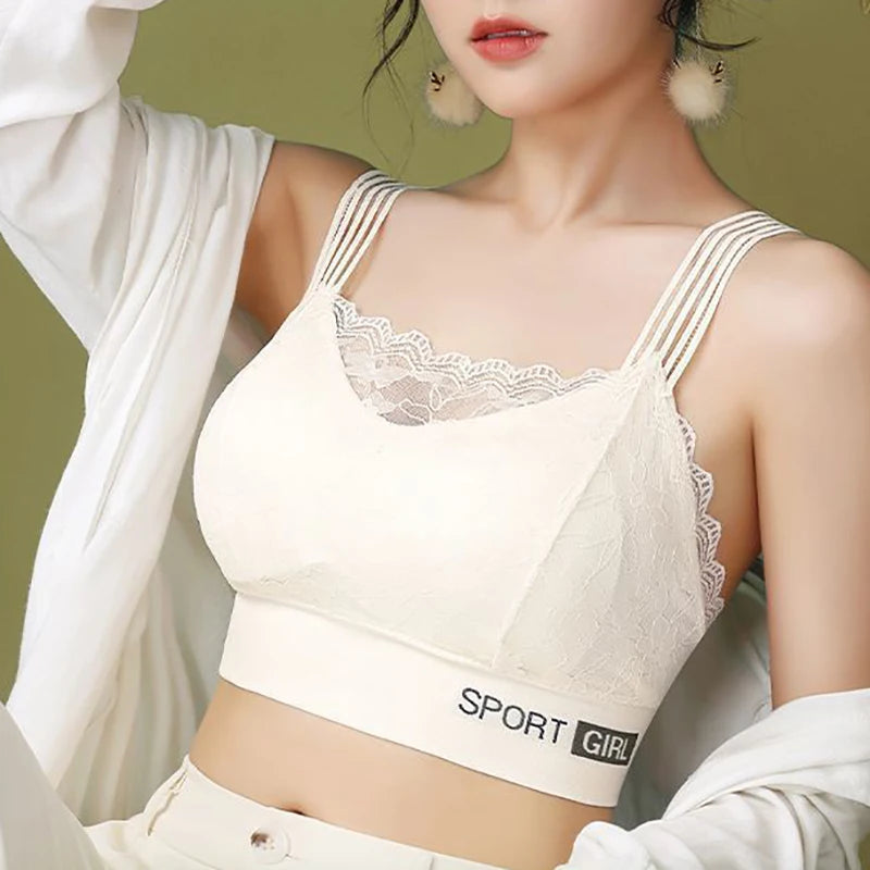 Sexy Lace Seamless Large Size Women's Bra Comfortable Breathable Sports Beauty Back Vest Sleep Gathered Wrapped Chest Tube Top