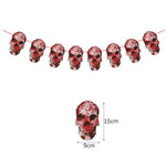 Halloween Hanging Banner Garland Bunting Pumkin Ghost Bat Paper Banner Door Hanging Ornaments Halloween Xmas Party Decoration