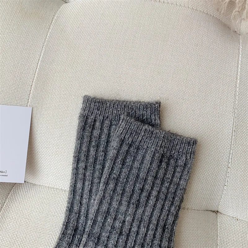 2024 New Winter  Cashmere Wool Women Socks  Casual japanese fashion Solid Color Thicker Long Sock Girls Thermal Warm Crew Sock
