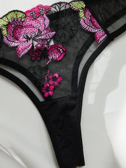 Summer Young Girls Floral Lingerie Hot Transparent Cheap Lingerie set Sexy Two Piece Bras Panty Brief Underwear  Sets