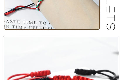 Palestine Flag String Bracelet Red Black White Green Rope Braided Bangle Christmas Gift UAE Kuwait Natural Stone Beads Bracelets