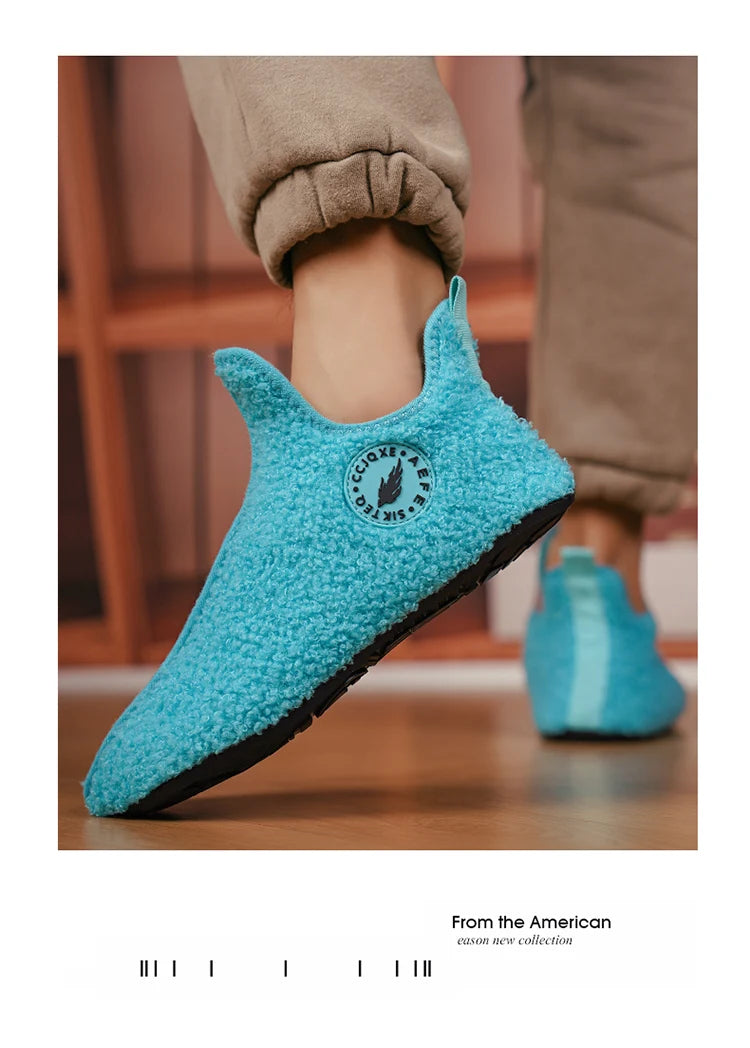 Winter Slippers Men Couples Slippers Non-slip Warm Women and Men Slipper Indoor Soft Shoes Comfortable Flat Home Cotton Shoe