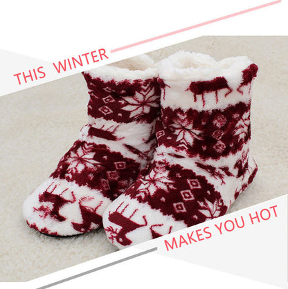 Winter Warm Slipper Womens House Fluffy Christmas Elk Fur Contton Plush Skid Anti Indoor Flat Fuzzy Female Shoes Home Boots 2023