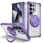 Rotating Magnetic Folding Stand Transparent Phone Case for Samsung S25 Edge S24 S23 Plus FE S21 Ultra Armor Shockproof Cover