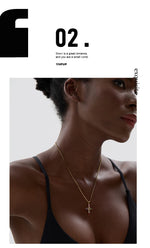 Yhpup Delicate Colorful Bling Cubic Zirconia Cross Pendant Stainless Steel Luxury Necklace High-Grade Fashion Shiny Jewelry Gift