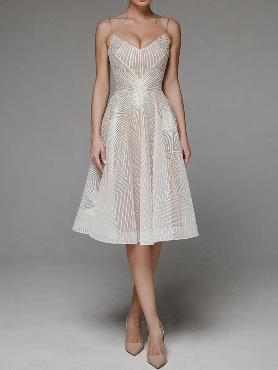 Sexy Spaghetti Slip V-Neck Evening Dresses For Women 2024 Spring Stripes Embroidery Dress Cocktail Party Gowns Robes De Soirée