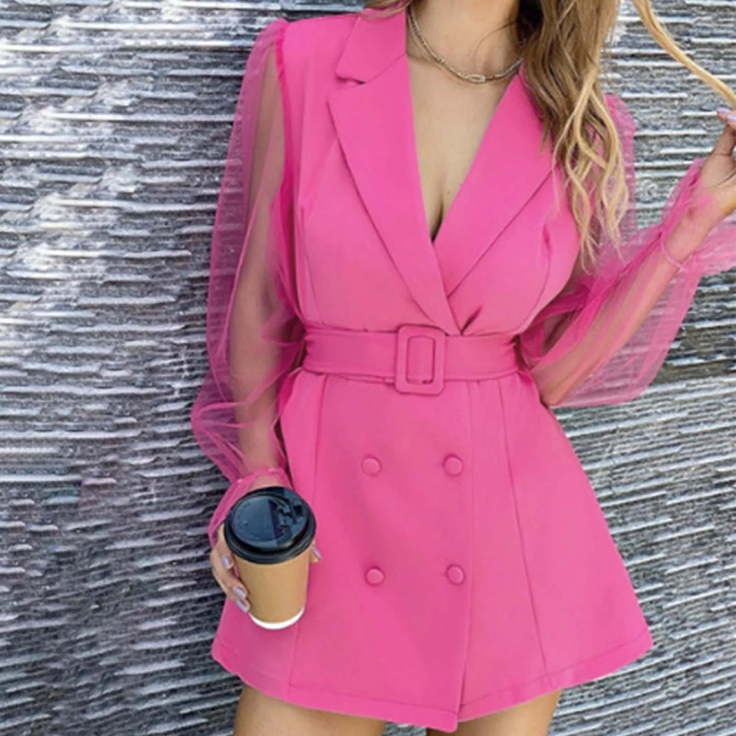 Women Classic Black Commute Casual Dress Sexy Long Sleeve Deep V High Slit T Shirt Dresses Elegance Chic Evenign Party Vestidos