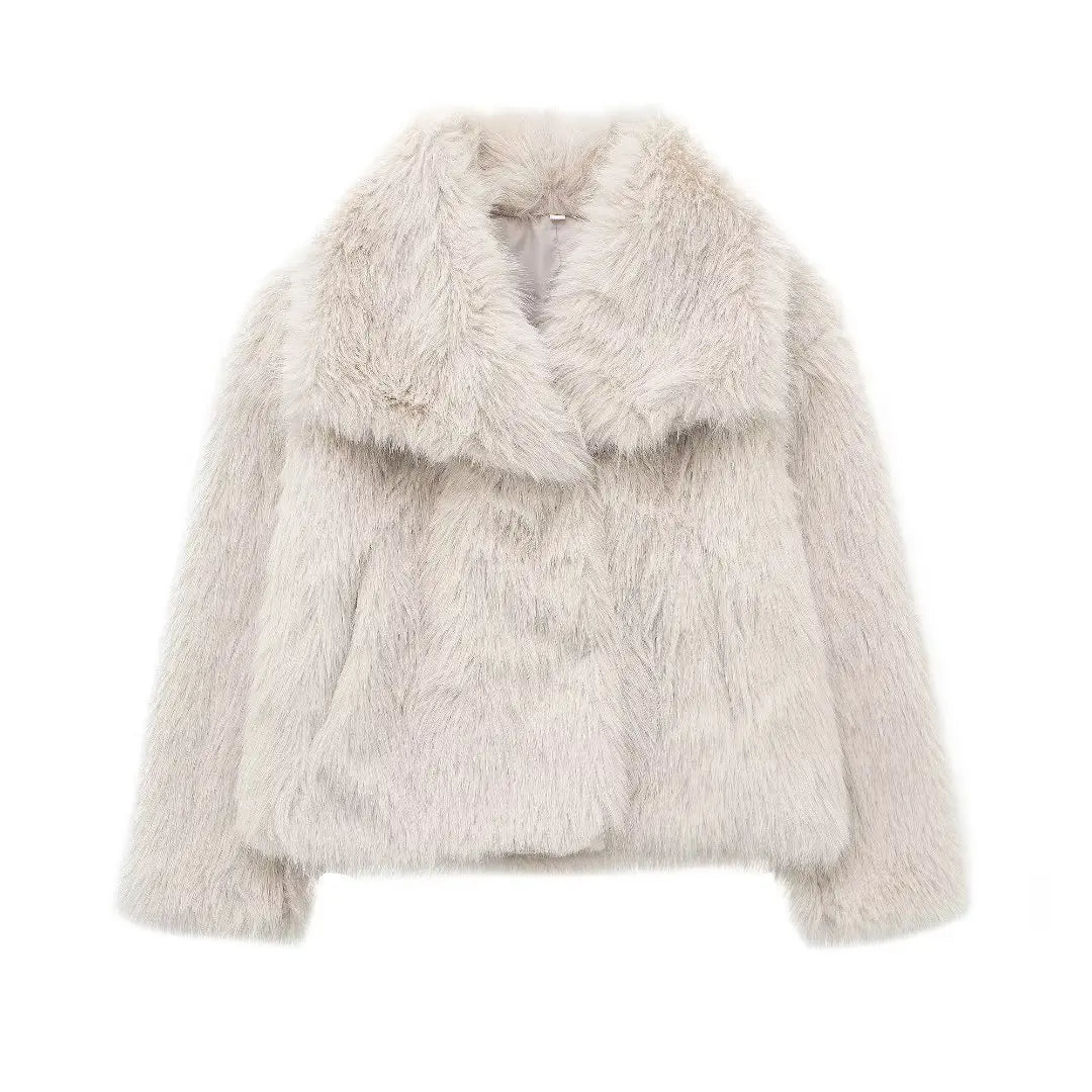 ZADATA Women's 2023 Winter New European and American Style Artificial Fur Effect Short Jacket 4360240 712