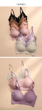 Hot Sale 9 Colors Comfy Bra WireFree Padded Wavy Edge Korea Laser Cutting Invisible Yoga Wear Ladies Bra Seamless Women Bra