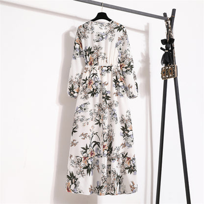 Spring Summer Women Maxi Dresses Casual Full Sleeve Floral Printed O-neck Woman Bohe Beach Party Long Dress Mujer Vestidos