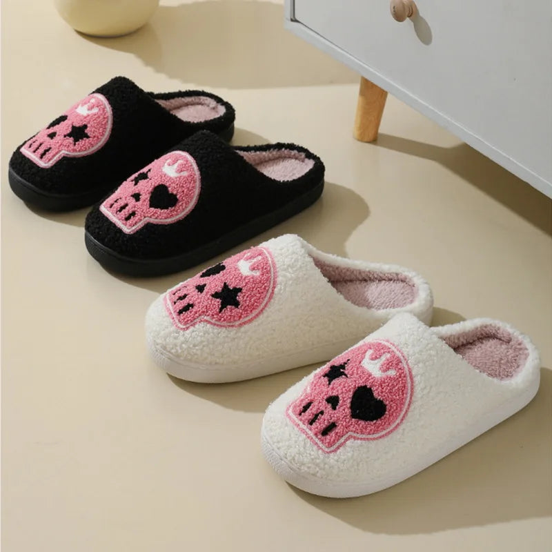 Christmas Elk Cotton Slippers For Women Men Winter Cute Cartoon Slippers Indoor Non Slip Couple Floor Slides Home Plush Shoes