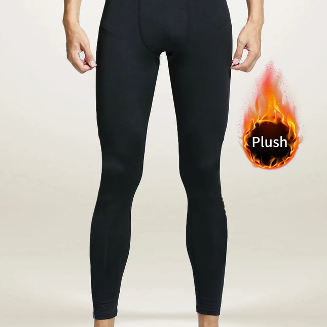 Warm Pants For Men With Plush And Thickened Autumn And Winter High Elasticity, Tight Fitting Sports Bottoms And Slim Fitting Pan