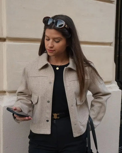 2024 Autumn New Product European and American Cross-border Women's Street Casual Fedora Shirt Woolen Jacket Top 8BS9568