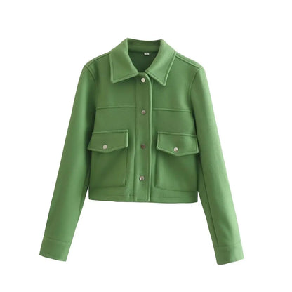 2024 Autumn New Product European and American Cross-border Women's Street Casual Fedora Shirt Woolen Jacket Top 8BS9568
