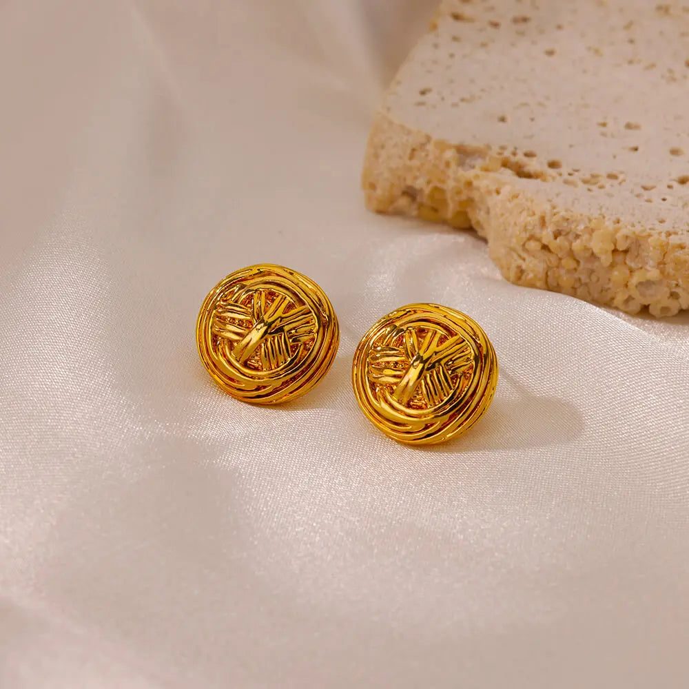 Stainless Steel Earring for Women Heart Zircon Gold Color Hoop Earrings Vintage Waterproof Ear Piercing Jewelry Accessories Gift