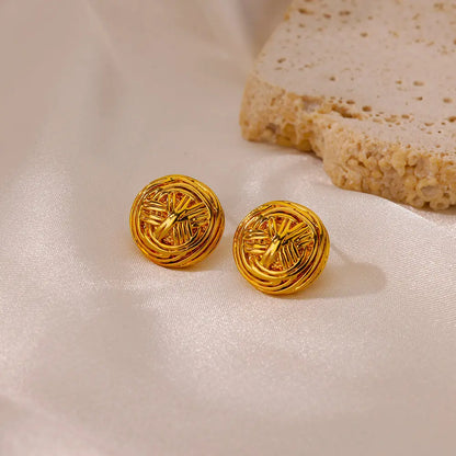 Stainless Steel Earring for Women Heart Zircon Gold Color Hoop Earrings Vintage Waterproof Ear Piercing Jewelry Accessories Gift