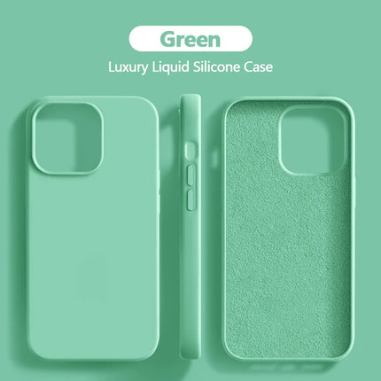 Original For iPhone 15 14 13 12 11 Pro Max Mini Case Liquid Silicone Soft Cover XR X XS 8 Plus Shockproof Protective Phone Cases