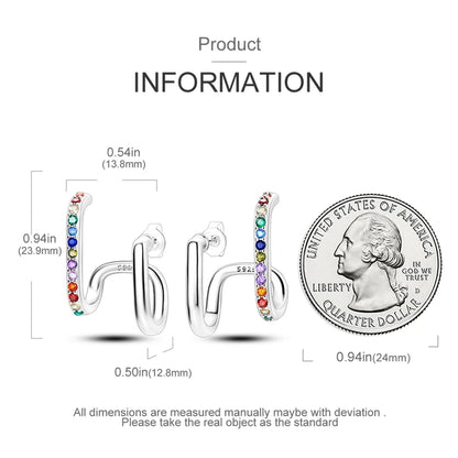 Genuine 925 Sterling Silver Love Feather Earrings Fit Original Charms Hoop  For Women girls Stud Earring Fine Jewelry Gifts