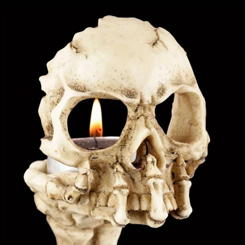 Spooky Tealight Candle Holder Halloween Decorations Horror Skeleton Candle Holders Resin Candlestick Gothic Style Home Decor
