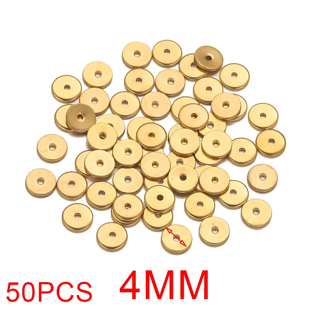 50pcs Stainless Steel Daisy Snowflake Flower Spacer Beads Gold Plated Loose Bead Cap for DIY Needlework Jewelry Making Bracelet