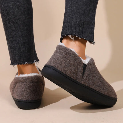 Bebealy Winter Slippers For Men Outdoor Antiskid Men Slippers Fashion Casual Warm Fluffy Slippers Indoor Plush Flat Men Shoes