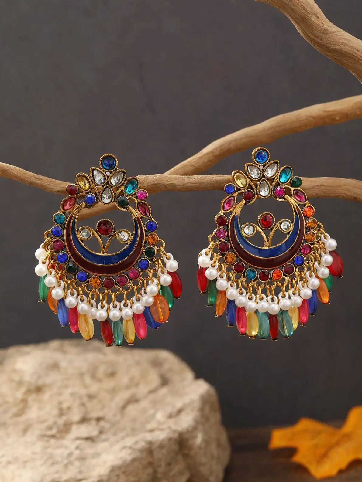 Bohemian foreign trade European and American national romantic Sumi beaded beaded earrings ear ornaments exaggerated temperament