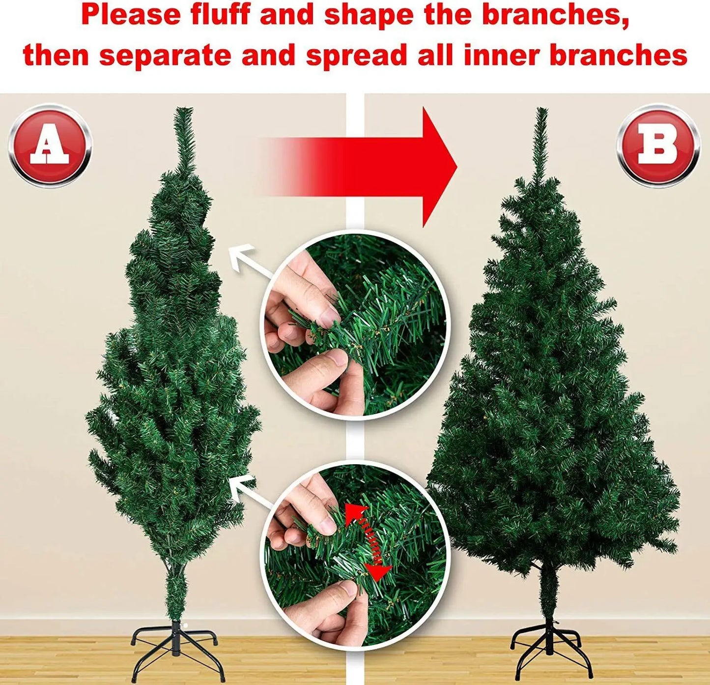 [UK STOCK] 90cm-210cm Christmas tree PVC Green Tree Christmas Artificial Tree,Christmas tree Indoor Outdoor DIY Christmas tree