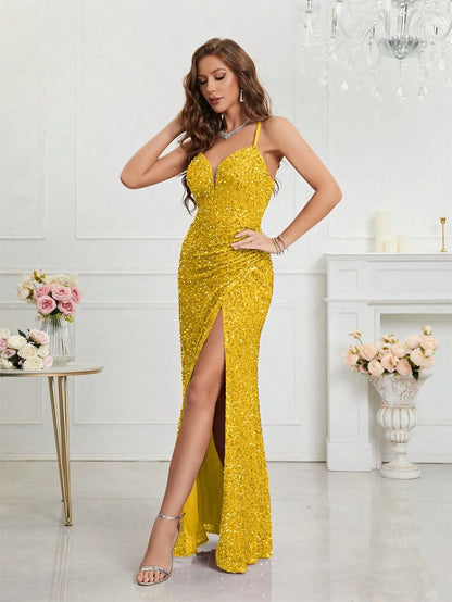 Unithorse Split Thigh Sequin Cami Women Dress
