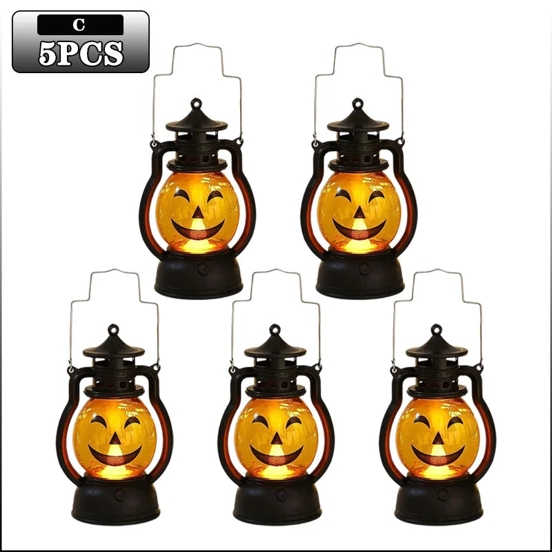 Halloween Pumpkin Ghost Face Lamp Portable Skull Decoration Light for Bar Party Table Atmosphere Prop Halloween Decor Use