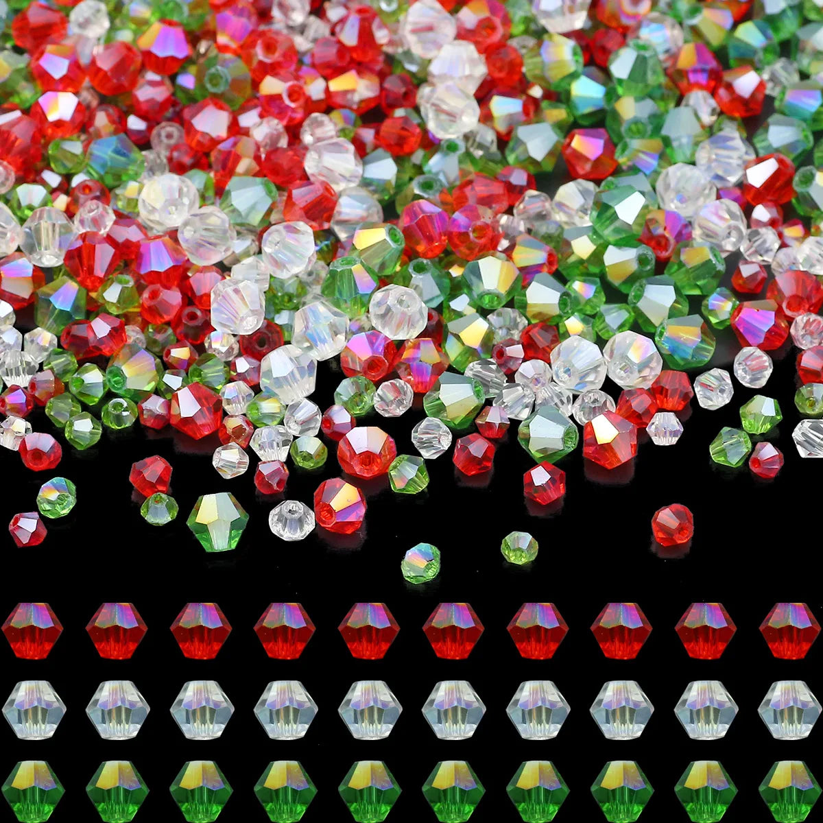 Loose Acrylic Pointed Christmas Beads Mixed AB Colors Spacers For Jewelry Making DIY Decoration Bracelets Accessories 3/4/6MM