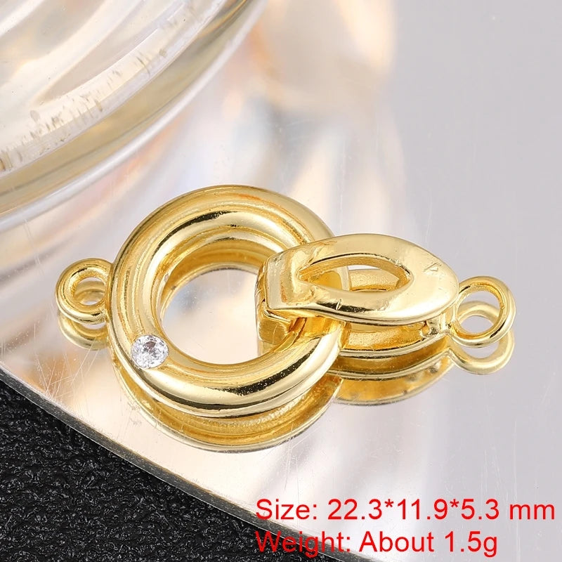 Juya Handmade 18K Gold Silver Plated Fastener Bail Connector Clasps Accessories For Needlework Pearls Beads Jewelry Making