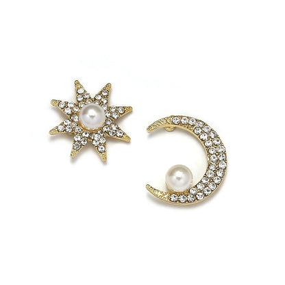 High end, niche, fashionable star moon surround earrings, European and American fashion, minimalist temperament, diamond earring